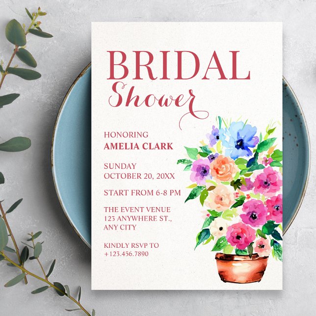 Floral pot paint bridal shower  invitation (Creator Uploaded)