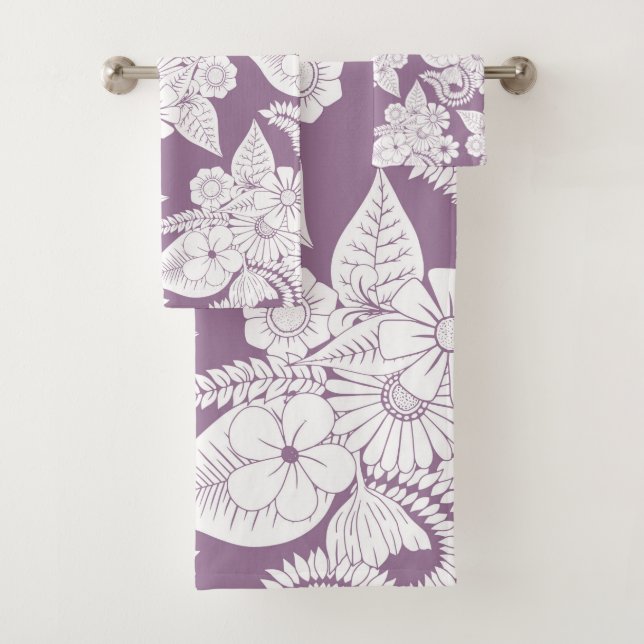 Floral pourpre et blanc lilas violet et feuille (En situation)