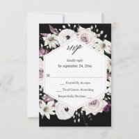 Floral pourpre et blanc sans repas RSVP VER - Noir