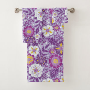 Floral pourpre, jaune et magenta