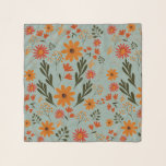 Floral Pretty Colourful Flowers Chiffon Scarf<br><div class="desc">Floral pattern Chiffon Scarf. Digital drawing pattern with flowers in warm tones on sage green.</div>