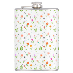 Floral Pretty Flowers Pattern Hip Flask