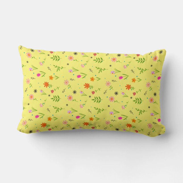 Floral Pretty Flowers Pattern  Thermal Tumbler Lumbar Pillow (Back)