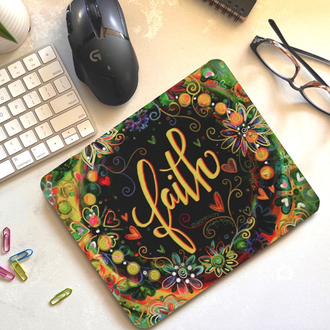 Floral Pretty Inspirational Faith Inspirivity Mouse Pad (Creator Uploaded)