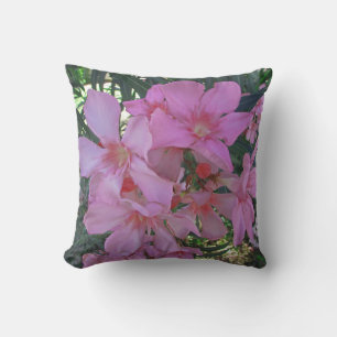 Floral Pretty Pink Oleander Bloom Photo Flower Throw Pillow