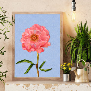 Floral Pretty Pink Peony Flower Art Poster