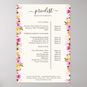 Floral Price List Poster