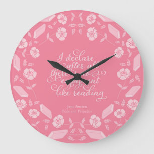 Floral Pride & Prejudice Jane Austen Bookish Quote Large Clock