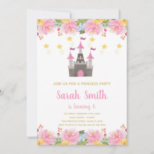 Floral Princess Castle Invitation Anniversaire