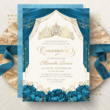 Floral Princess Crown Teal Quinceanera