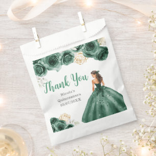 Floral Princess in Dark Green Dress Quinceanera Favour Bag