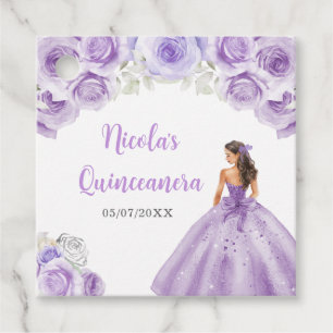 Floral Princess in Dusty Purple Dress Quinceanera  Favour Tags