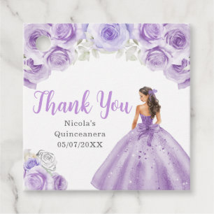 Floral Princess in Dusty Purple Dress Quinceanera Favour Tags