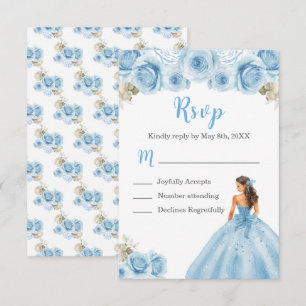 Floral Princess in Light Blue Dress RSVP Card