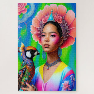 Floral princess with a bird jigsaw puzzle