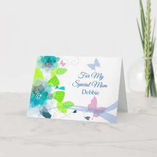 Floral Print Custom Name Birthday Card