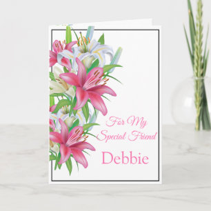 Floral Print Custom Name Birthday Card-Friend Card