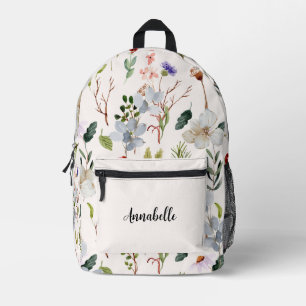 Floral Print Customize Name Printed Backpack