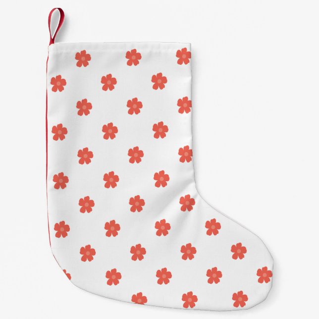 Floral Print Fabric Small Christmas Stocking (Front)