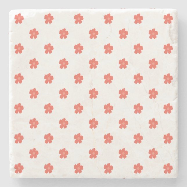 Floral Print Fabric Stone Coaster (Front)