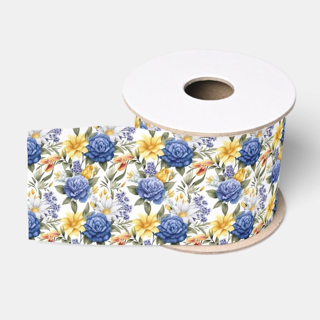Floral Print Grosgrain Ribbon (Spool)