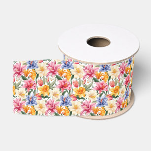 Floral Print Grosgrain Ribbon