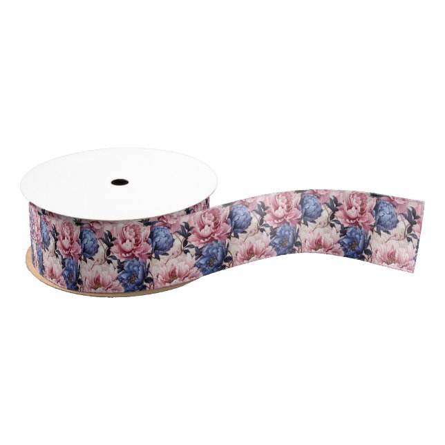Floral Print Grosgrain Ribbon (Spool)