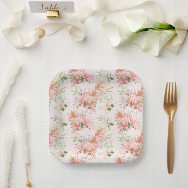 Floral Print  Paper Plate (Wedding)