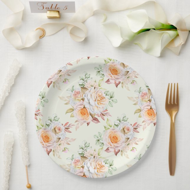 Floral Print  Paper Plate (Wedding)