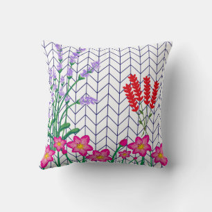 Floral print throw pillow, Vintage flower cushion, Pillow