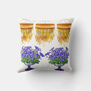 Floral print throw pillow, Vintage flower cushion, Pillow