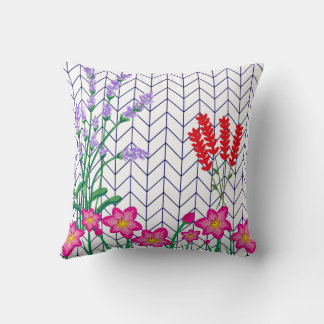 Floral print throw pillow, Vintage flower cushion, Throw Pillow
