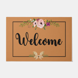 Floral Print Welcome Doormat, Simple Flower Decor Doormat