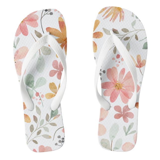 Floral Printed Adult Flip Flops (Footbed)