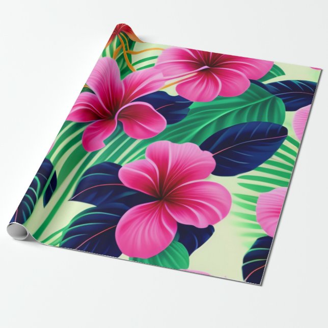 Floral Printed Pattern Wrapping Paper (Unrolled)
