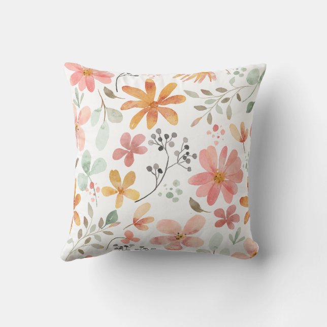 Floral Printed  Throw Pillow (Back)