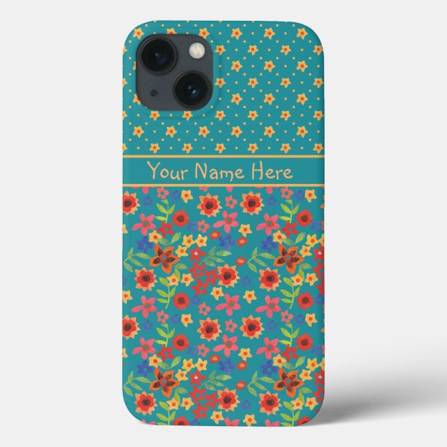 Floral Prints on Teal Custom iPhone 6 Xtreme Case (Back)