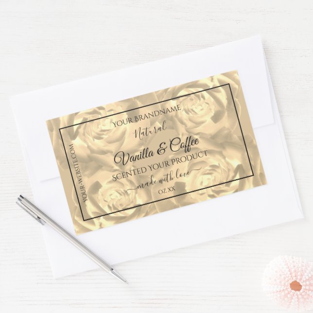 Floral Product Labels Beige Roses Cream Colours (Envelope)
