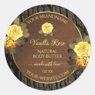 Floral Product Labels Brown Wood Grain Tree Bark