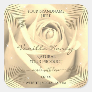 Floral Product Labels Cream Beige Rose Palm Leaves
