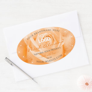Floral Product Labels Orange Rose Palm Leaves Logo