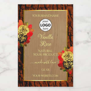 Floral Product Labels Wood Grain Tree Bark Logo