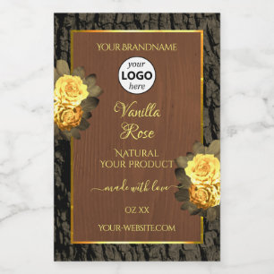 Floral Product Labels Wood Grain Tree Bark Logo