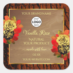 Floral Product Labels Wood Grain Tree Bark Logo