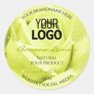 Floral Product Labels Yellow Rose Palm Leaves Logo