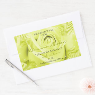 Floral Product Labels Yellow Rose with Palm Leaves