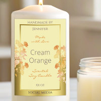 Floral Product Packaging Labels Cream Orange Gold