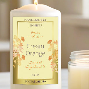Floral Product Packaging Labels Cream Orange Gold