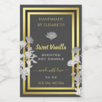 Floral Product Packaging Labels Grey Gold Coloured