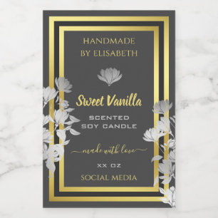 Floral Product Packaging Labels Grey Gold Coloured